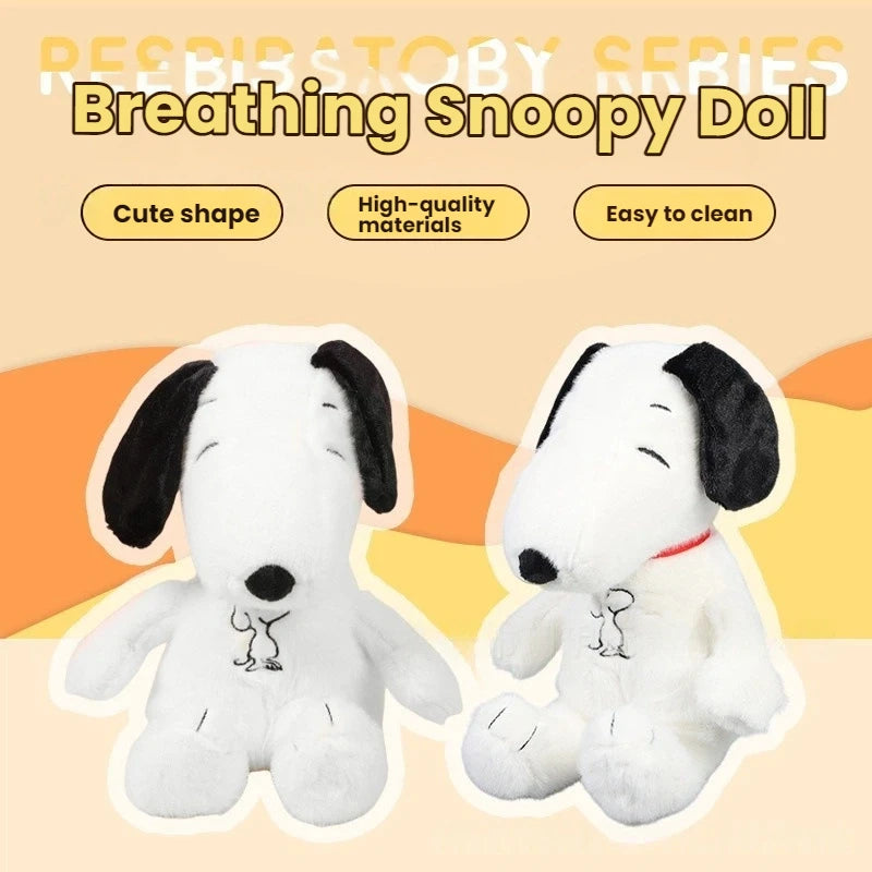 &New Baby Breathing Soothing Snoopy white dog Plush Doll Sleeping Companion Music and Light Doll Sensory Stuffed Toy Kids Gift