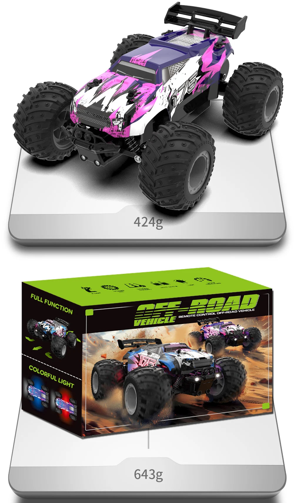 JJRC Q105 Q175 1:18 20 Km/h 2.4GHz Double Motors Drive With LED Light Off Road Remote Control Cars Drift Monster Truck Toys