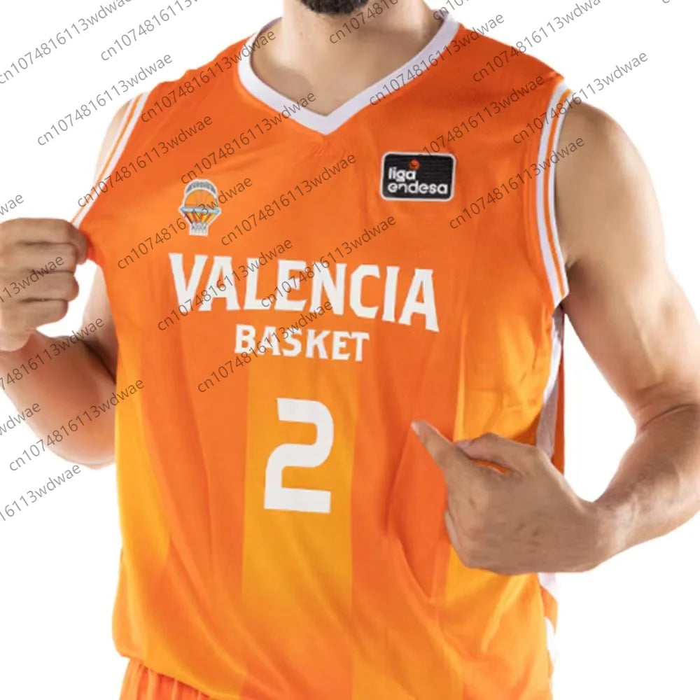 Spain Basketball League Jersey Men Sports Vest Valencia Basket Jersey Kit Jaime Pradilla 4 Basketball Vest KID Jersey Kit