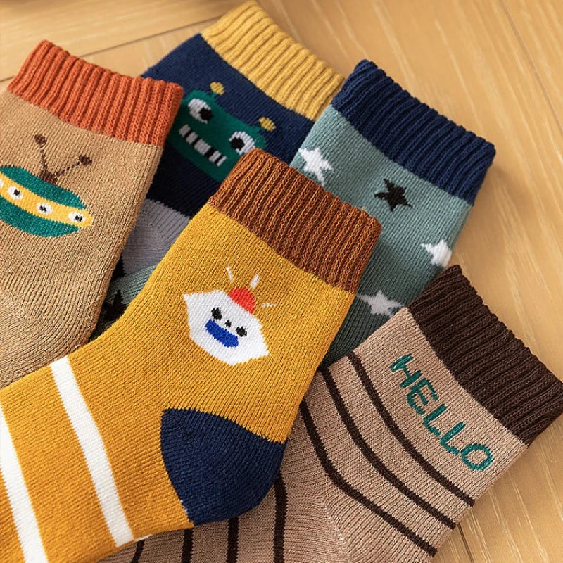 Thick Warm Floor Socks for Kids Cute Cartoon Baby Socks Mid Tube Socks Winter Warm Plush Long Sock Children Thermal Footwear