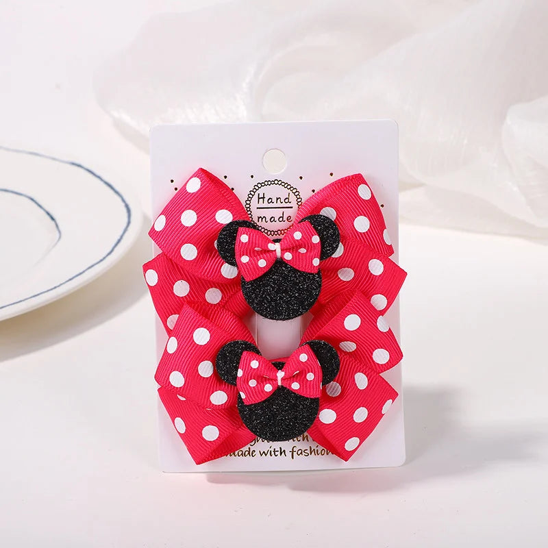 2pcs/Set Grils Lovely Polka Dot Bow Hair Clips for Hair Toddler Cartoon Hairpins Baby Boutique Hair Accessories