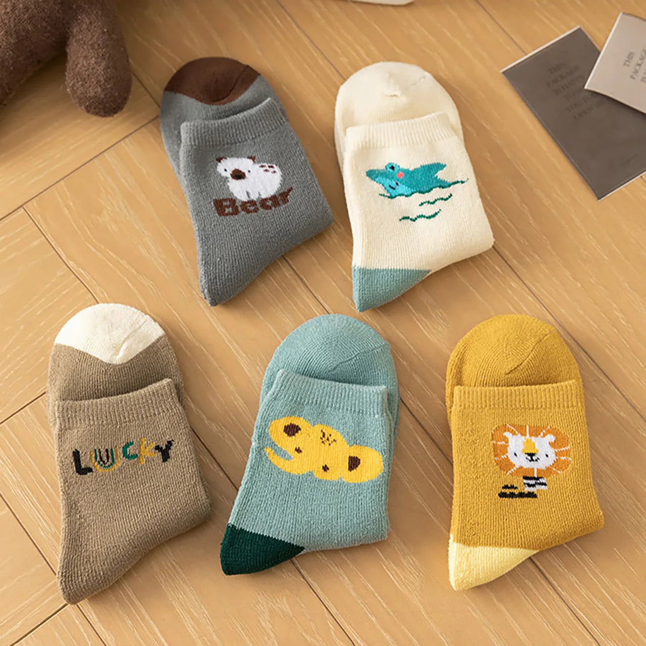 Thick Warm Floor Socks for Kids Cute Cartoon Baby Socks Mid Tube Socks Winter Warm Plush Long Sock Children Thermal Footwear