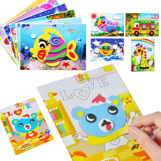 5/10/20pcs Children EVA Foam Sticker Toy 3D Puzzle Early Education Toys Cute Cartoon Animal Puzzle for Kids Toy Girls Gift TMZ