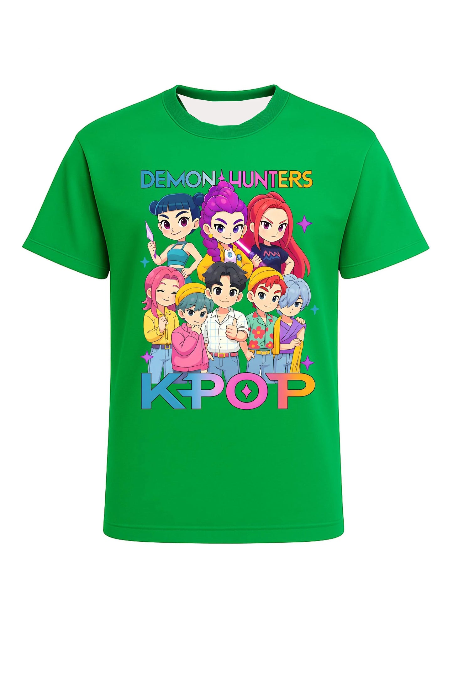 2026 Hot Huntrix Kpop Demon Hunters T-Shirt for Boys Girls Fans Gift Summer Crew Neck Short Sleeve Tees Fashion Kids T-shirt