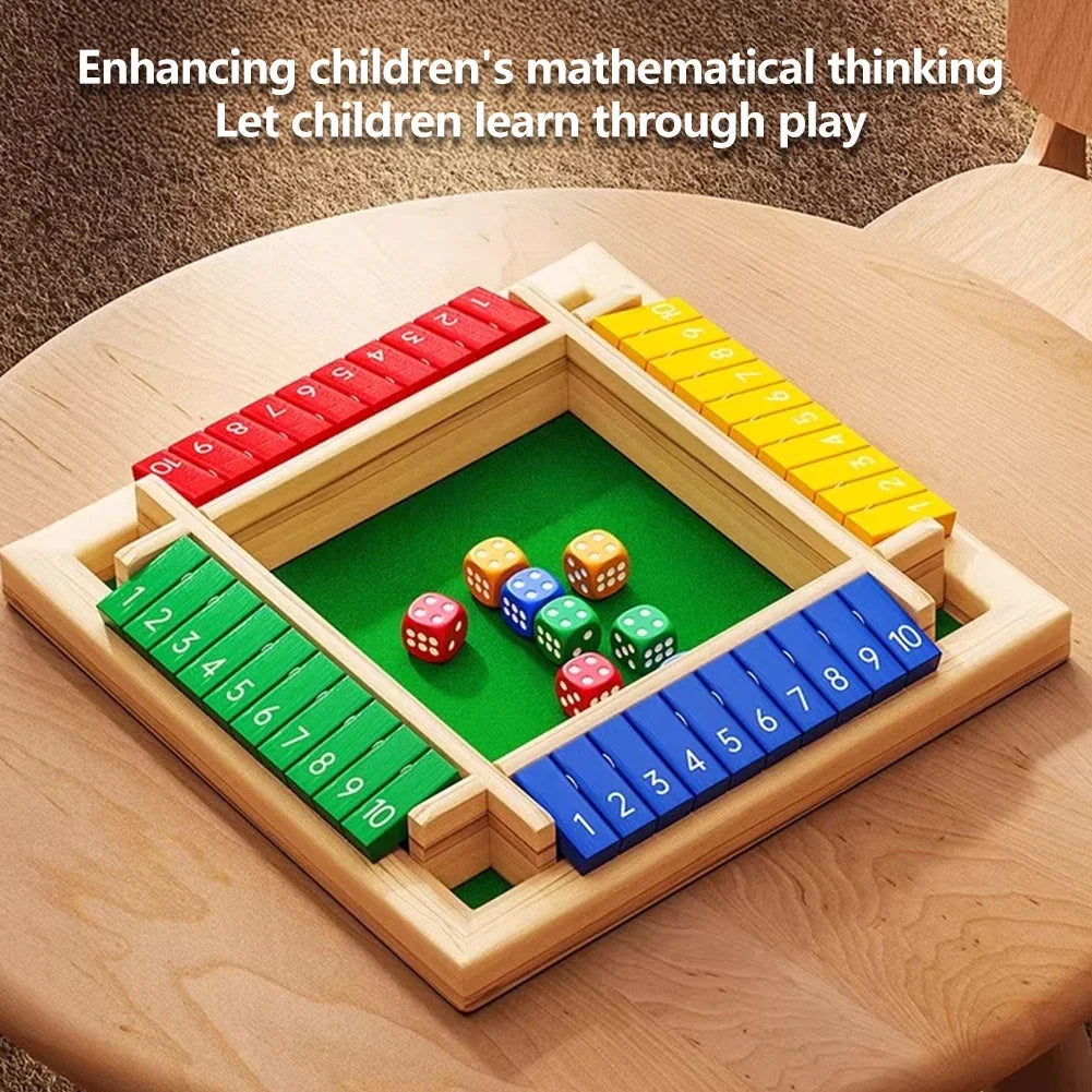 4/6 Players Shut The Box Dice Game Wooden Board Table Math Game Tabletop Games Six Sided Flop Game Indoor Games Shut The Box