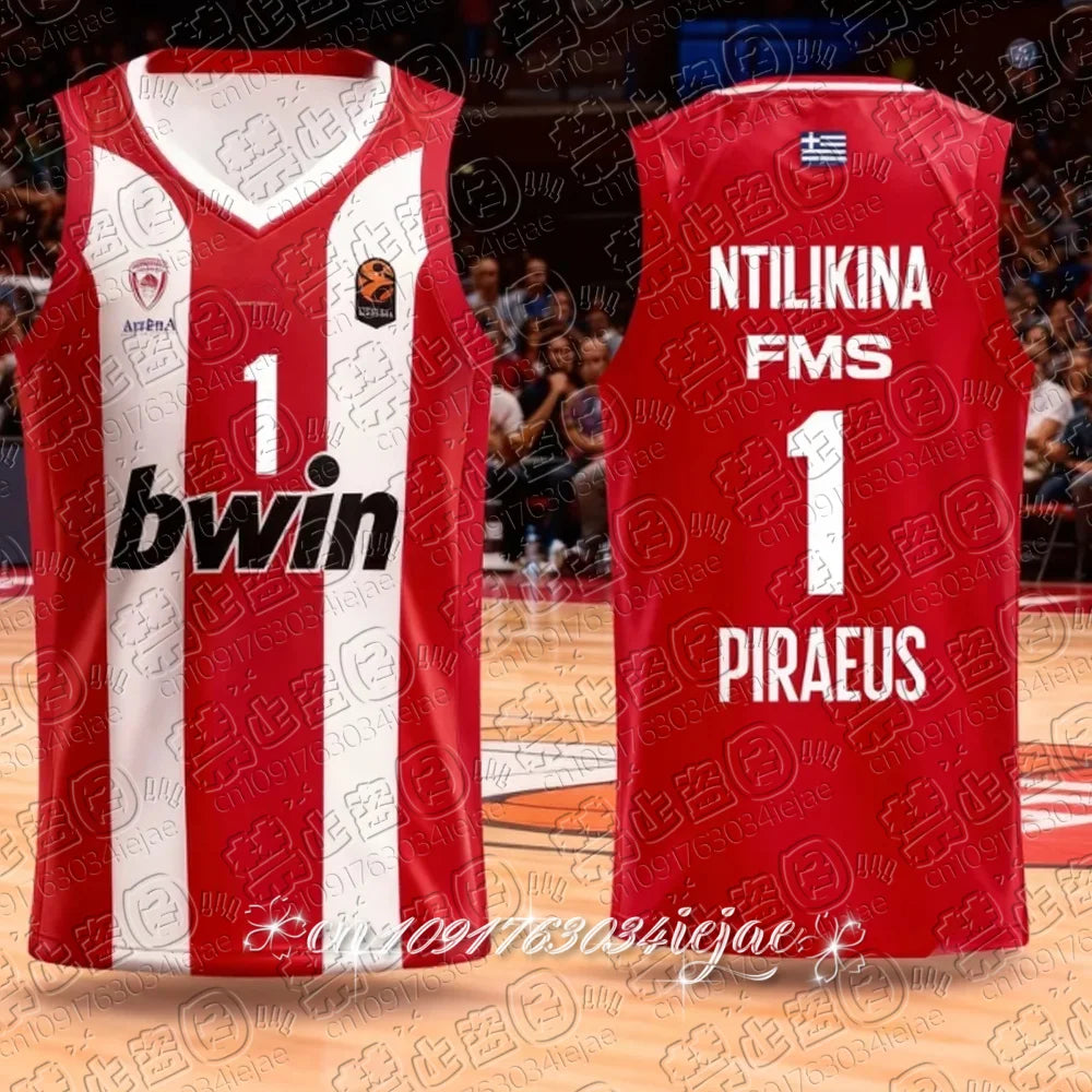 25/26 New Arrivals Greece Men's Basketball Jersey Vest Olympiacos Athens Basketball Game Jersey Kids Basketball Special Kit