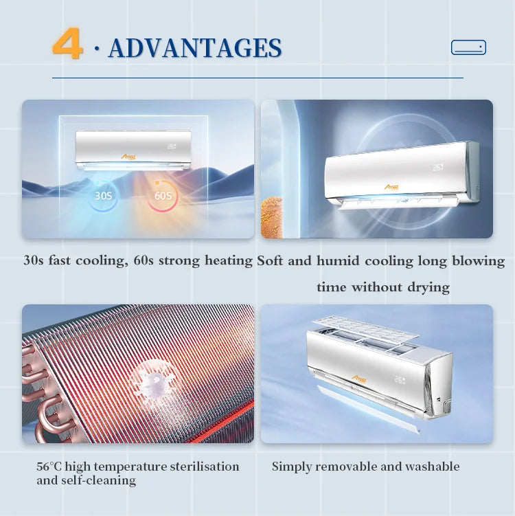 100% Pure Copper Pipe1.5HP Inverter Only Cooling Air Conditioning Smart Wall Split Air Conditioner