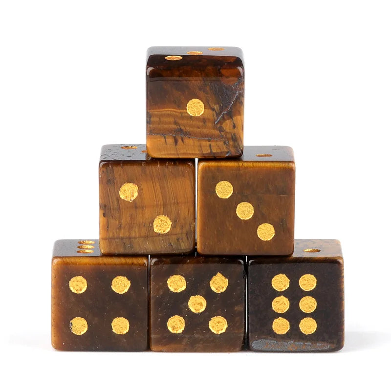 5pc 1.6cm Natural stone amethyst dice Agate tiger eye stone particle Guess the number of points wholesale