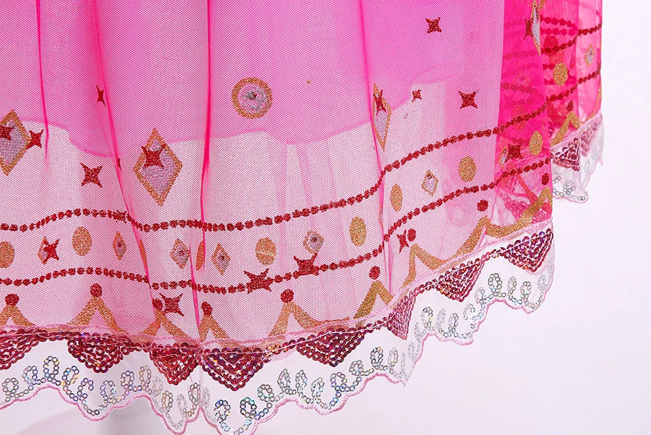 Sleeping Beauty Costume for Girls Aurora Dress Long Sleeves Off Shoulder Kids Halloween Christmas Fancy Party Princess Clothing