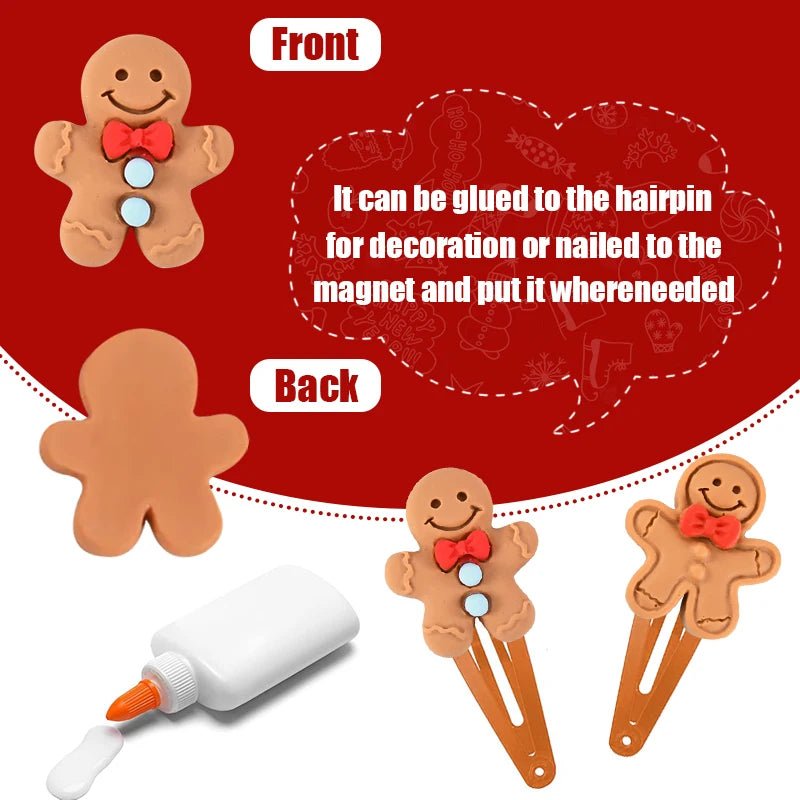 10/20Pcs Mini Gingerbread Man Resin Ornaments Christmas Decoration Flatback Cabochon Figurine Scrapbook DIY Jewelry Accessories