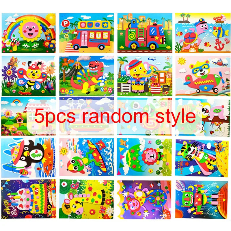 5/10/20pcs Children EVA Foam Sticker Toy 3D Puzzle Early Education Toys Cute Cartoon Animal Puzzle for Kids Toy Girls Gift TMZ