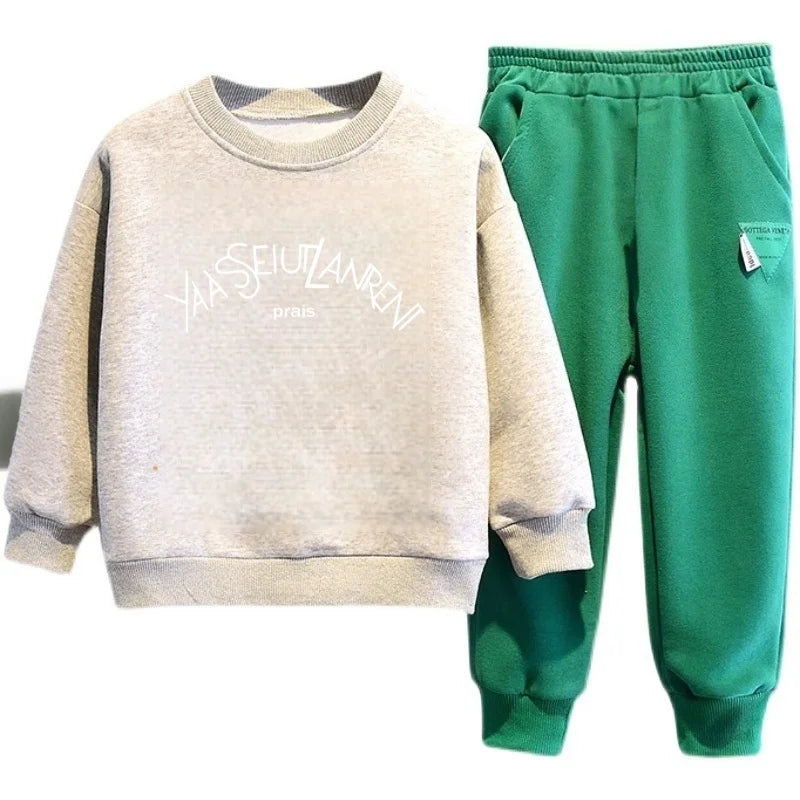 Autumn Children Boy Clothes Set Kid Girls Cartoon Printed Sweatshirts Pullover Top And Pants Suit Long Sleeve Tracksuits