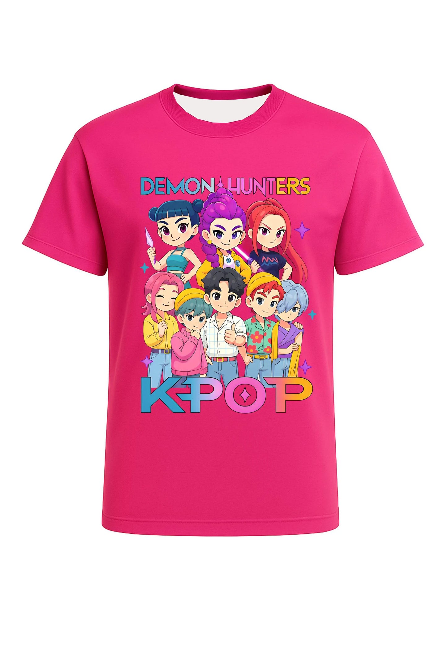 2026 Hot Huntrix Kpop Demon Hunters T-Shirt for Boys Girls Fans Gift Summer Crew Neck Short Sleeve Tees Fashion Kids T-shirt