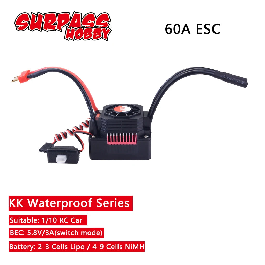 SURPASS HOBBY KK 25A 35A 45A 60A 80A 120A 150A 2-6S Brushless ESC T/XT60 Plug for 1/8 1/10 1/12 1/14 1/16 RC Brushless Motor