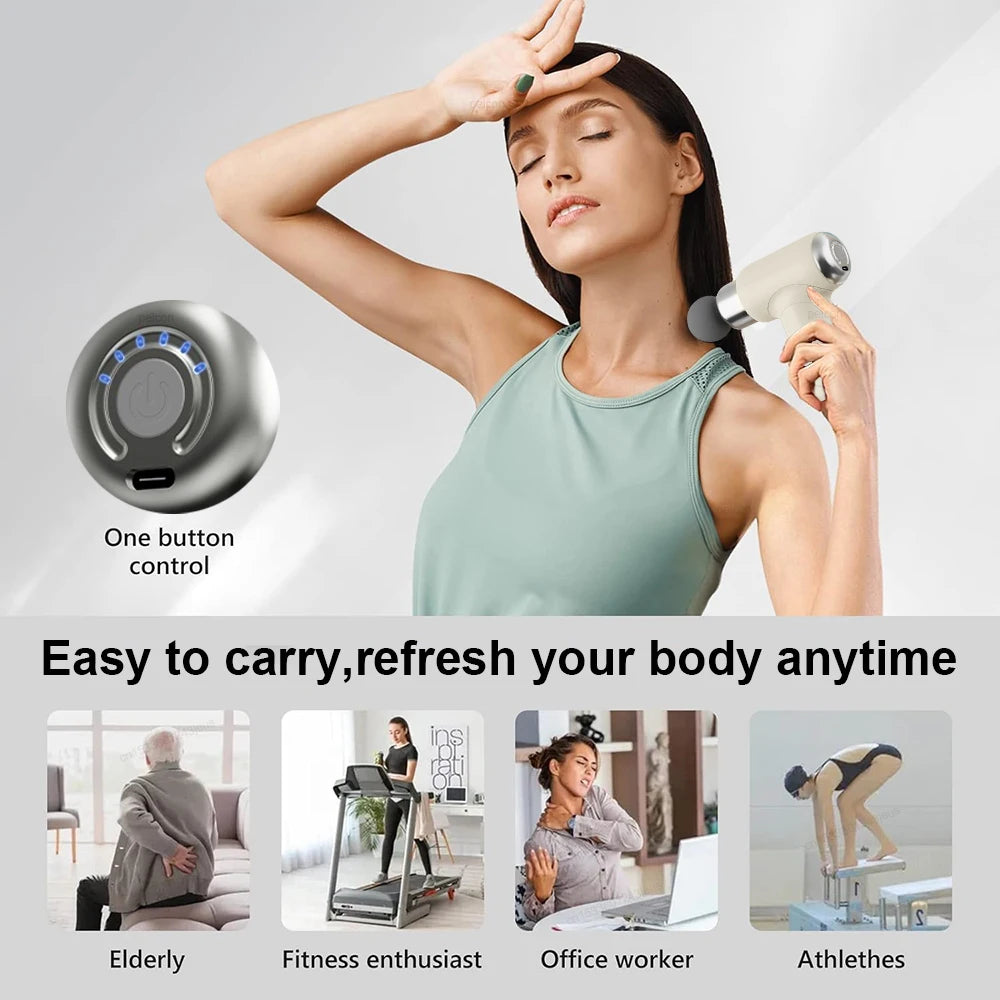 Massage Gun Portable Fascia Gun Deep Tissue Muscle Relaxation Adjustable Speed Mini Handheld Fascia Gun For Body Back Neck Legs