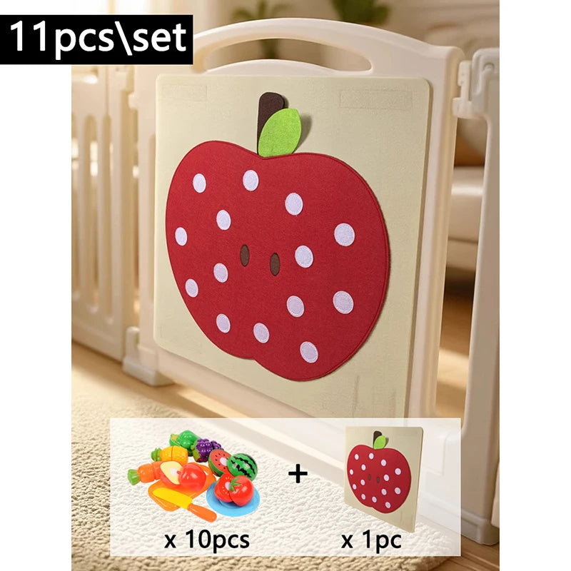 Baby Felt Board Play Food Toys Wall Sticker Fruits Vegetables Pretend Play Kitchen Games Fine Motor Skills Early Educational Toy