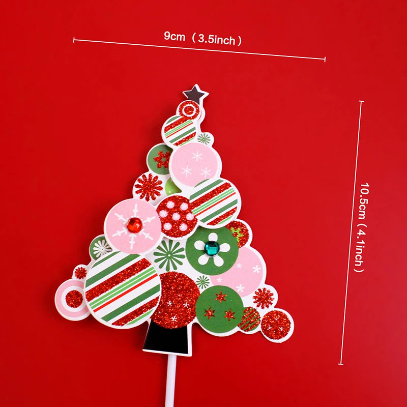 Merry Christmas Cake Toppers Cartoon Xmas Tree Cake Decor Snowman Happy New Year Cupcake Toppers Decor For Party Home 2025 Noel