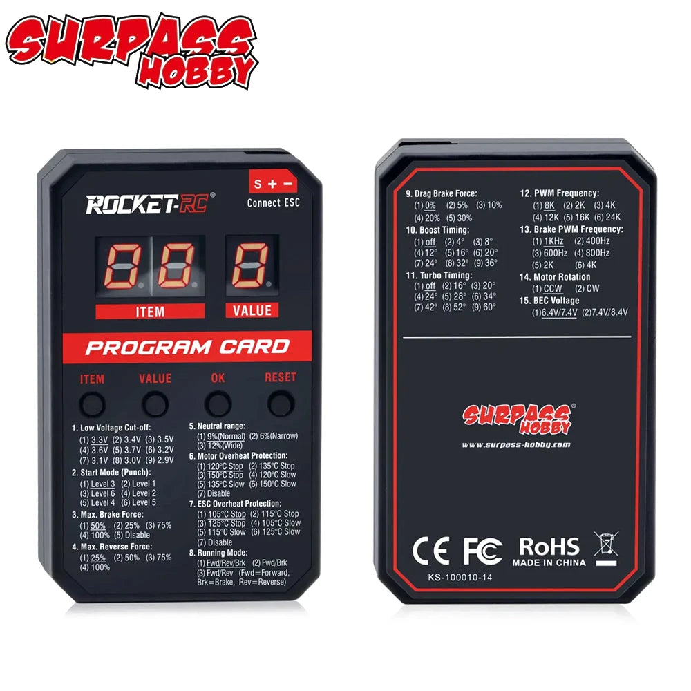 Surpass Hobby Surpasshobby Rocket V2 Supersonic 50A 60A 90A 110A 2-3S Waterproof Brushless ESC 5.8V/5A BEC For 1:10 RC Car Truck