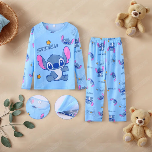 Kids Anime Stitch Pajamas 2pcs set for Boys Girls Home Wear Kids Casual Sleepwear Long Sleeve Pajamas Sets Suit Cute Gifts
