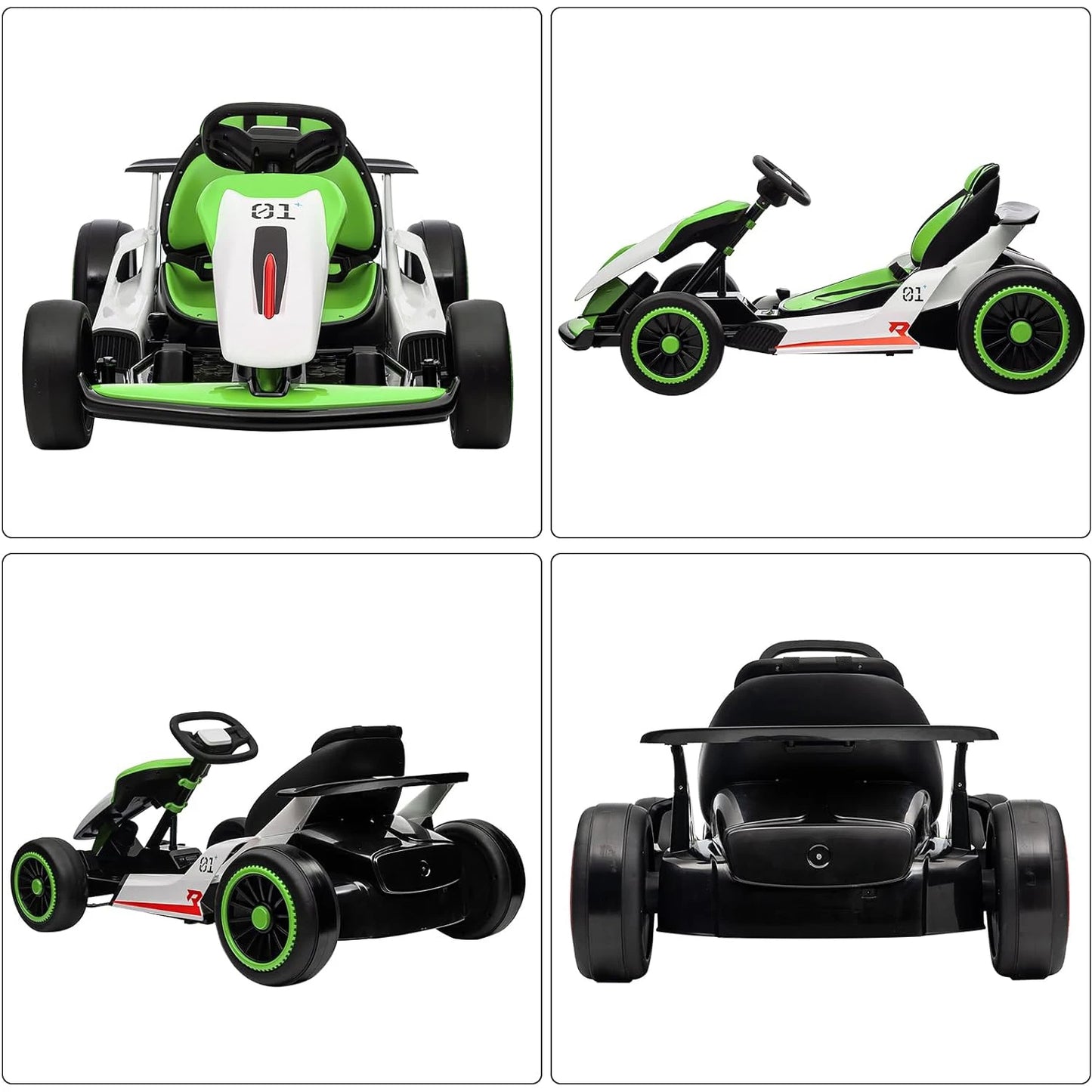 24V Go Kart Ride On Racing Toy for Kids 6+ Ride On Drift Kart with 200W*2 Extra Powerful Motors Large Battery with Music Horn