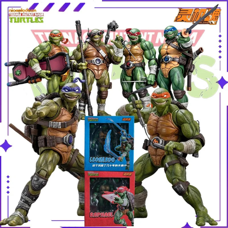 Lingjihun Original New Product Ninja Turtles Raphael Michelangelo Anime Finished Product Movable Doll Model Toy Handmade inStock