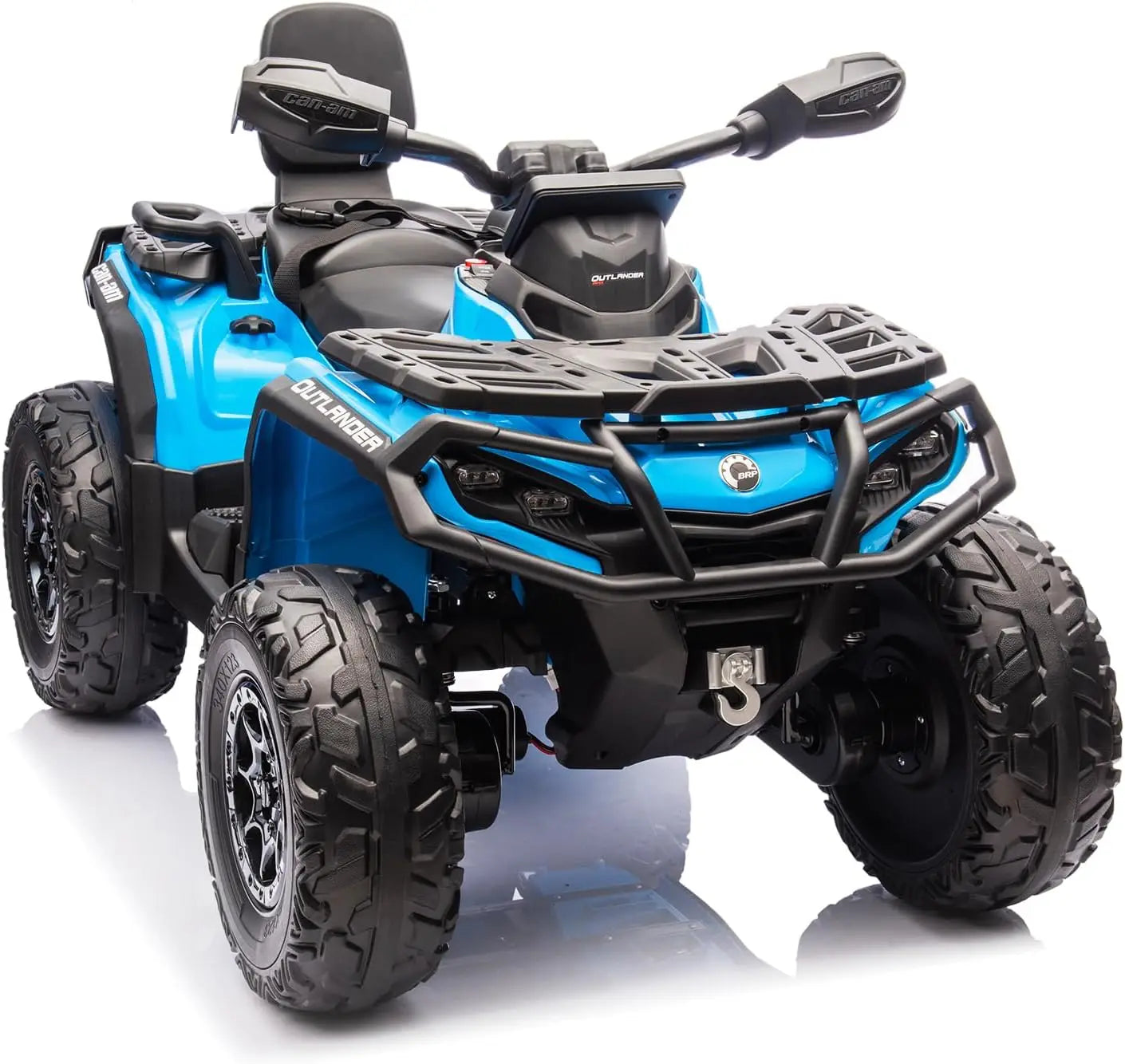 2 Seater Ride On ATV for Kids, 24V Four Wheeler Electric ATV Battery Powered with Leather Seat, Safety Belt Bluetooth 3 Speeds