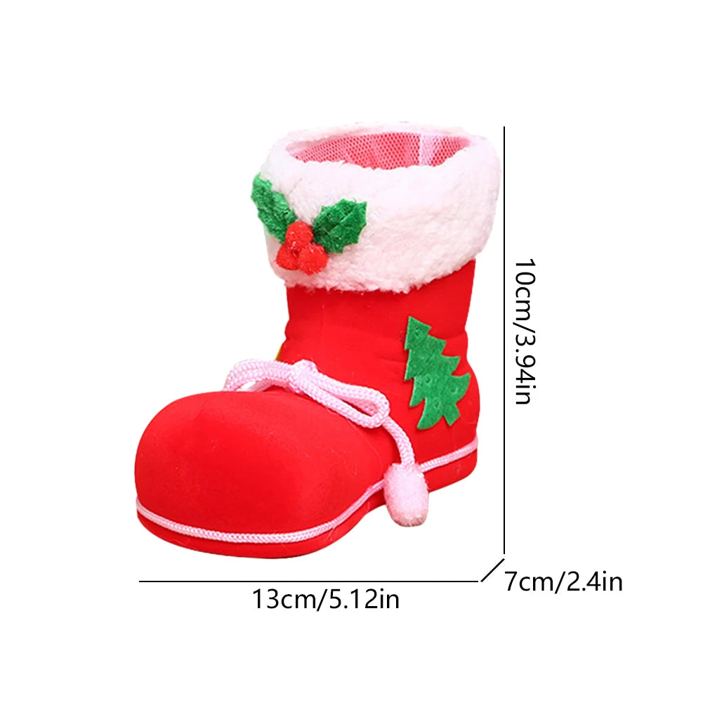 1/2/4/6pcs Christmas Socks Red Candy Boots Holiday Gift Bags Christmas Trees Santa Claus Boots for Fireplace