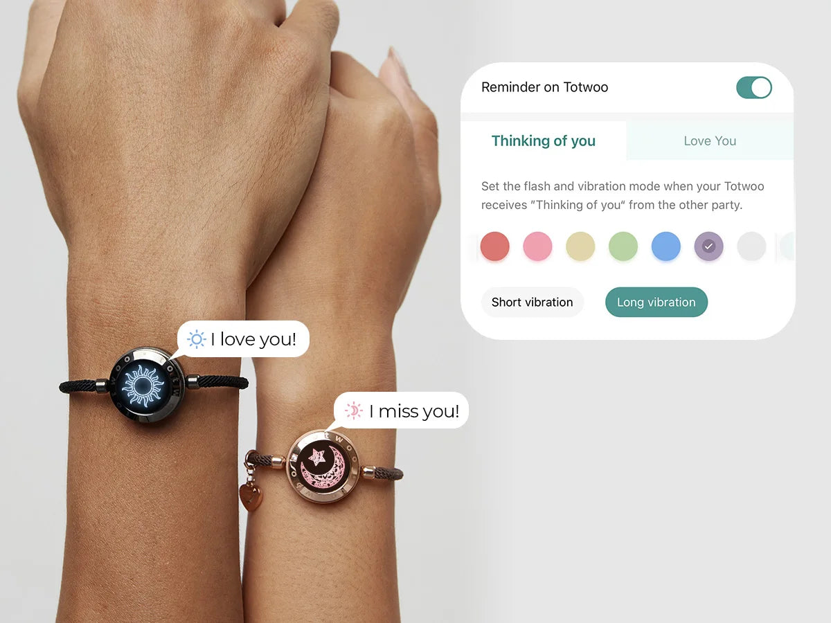 Totwoo Romantic Couple Gift Smart Bluetooth Bracelets with Vibration Reminder for iOS Android Long Distance