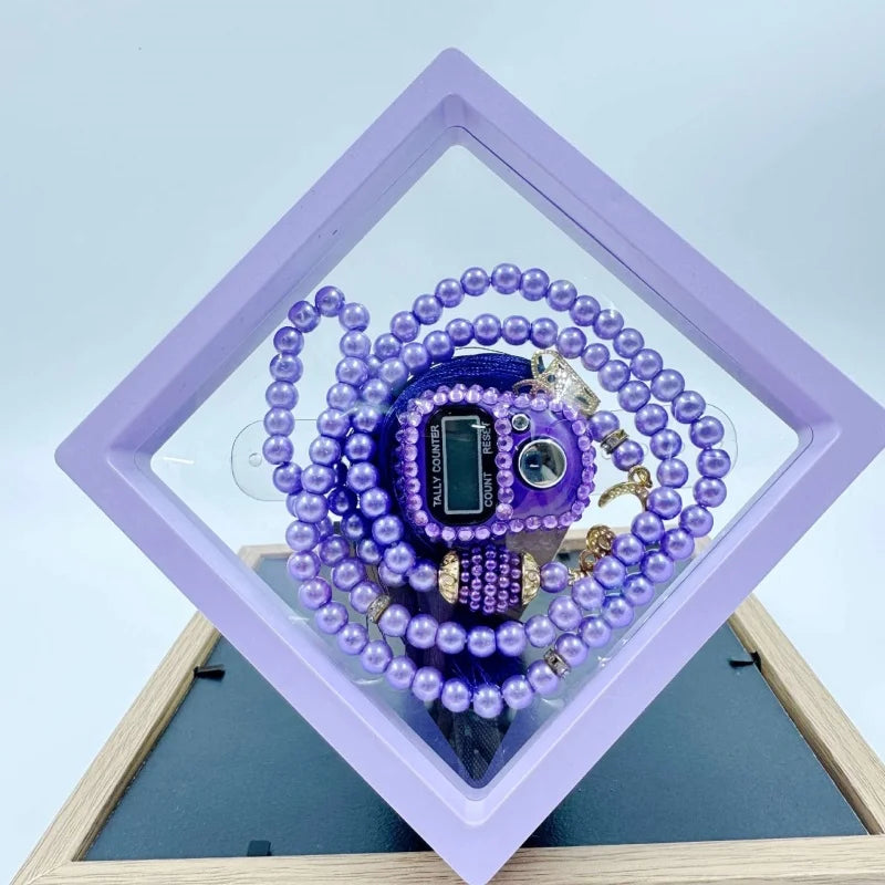 Muslim Prayer Beads Bracelet And Finger Counter Set Colour 99 Imitation Pearl Bracelets Resettable Finger Counter Ring