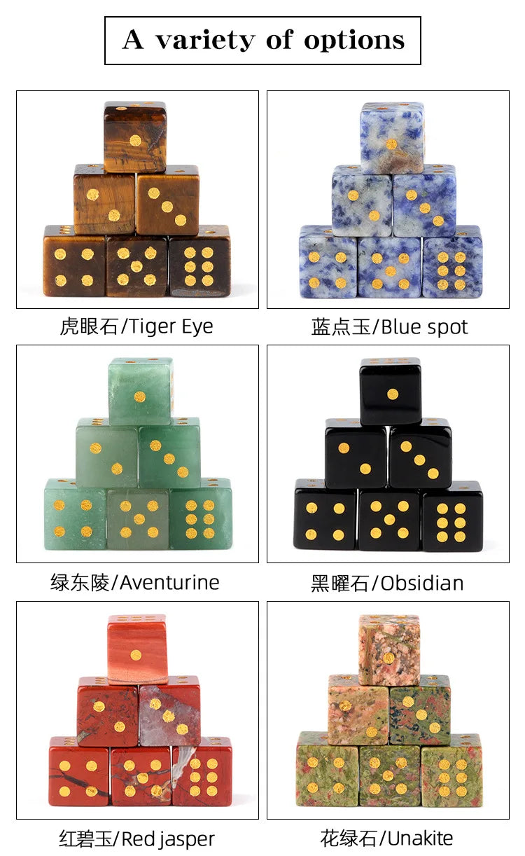 5pc 1.6cm Natural stone amethyst dice Agate tiger eye stone particle Guess the number of points wholesale