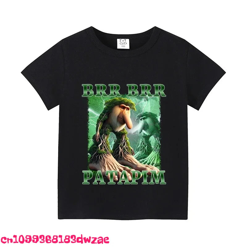 Italian Brainrot Animals Kids Cotton T-shirt Cappuccino Assassino Short Sleeve Tops for Kids Funny Meme Cute Tee Summer Clothing