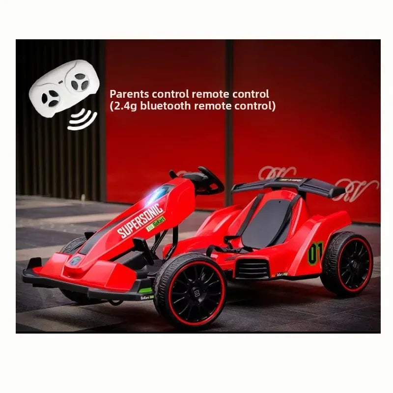 Kids Electric Kart Ride on Toy Car Four Wheels Go Kart Pedal Cars for Kids Remote Control Go Kart