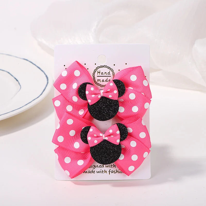 2pcs/Set Grils Lovely Polka Dot Bow Hair Clips for Hair Toddler Cartoon Hairpins Baby Boutique Hair Accessories