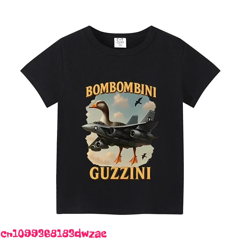 Italian Brainrot Animals Kids Cotton T-shirt Cappuccino Assassino Short Sleeve Tops for Kids Funny Meme Cute Tee Summer Clothing