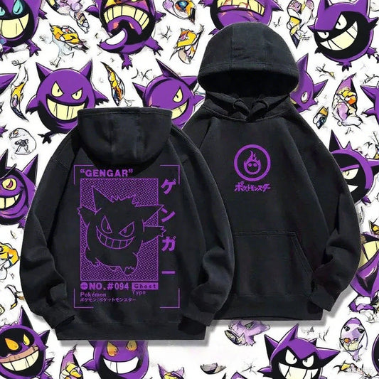 New Sportswear Gengar Anime Pikachu Snorlax Men's and Women's Autumn Winter Hoodies Student Sweaters Youth Cool Sports Jackets