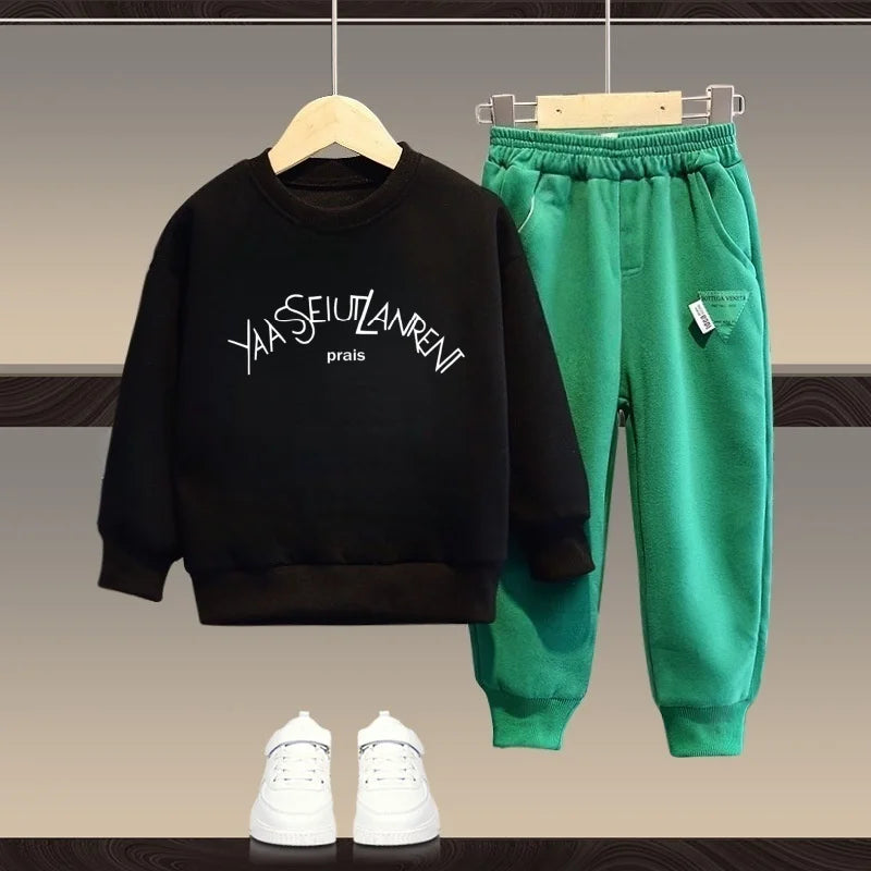 Autumn Children Boy Clothes Set Kid Girls Cartoon Printed Sweatshirts Pullover Top And Pants Suit Long Sleeve Tracksuits