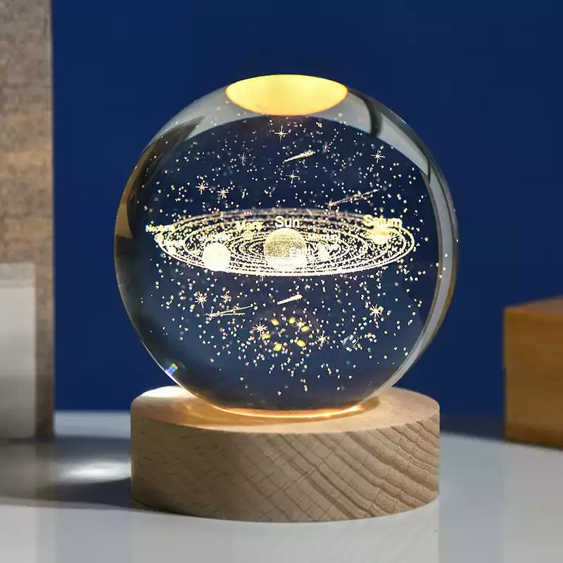 3D Crystal ball Crystal Planet Laser Engraved Solar System Globe Astronomy Gift Birthday Gift Glass Sphere Home Decoration