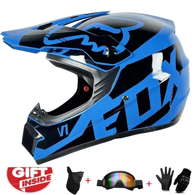 Motorcycle Full Face Helmet and Goggles Set - Off-Road Racing Gear for Mountain Biking and Road Cycling - Premium Safety and Per