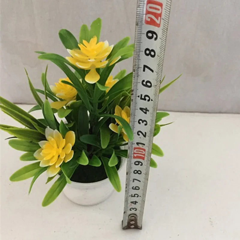 Artificial Flowers Bonsai Diy Desktop Ornaments Flowerpot Home Garden Office Table Potted Decor Christmas Wedding Decorative