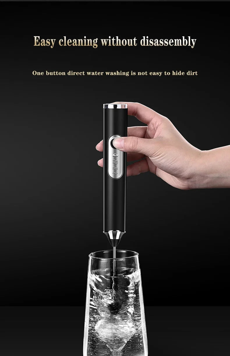 TINSOL Electric Milk Frother Mini Handheld Wireless Power Type-C Charging Convenience Coffee Milk Whipping Kitchen Whisk