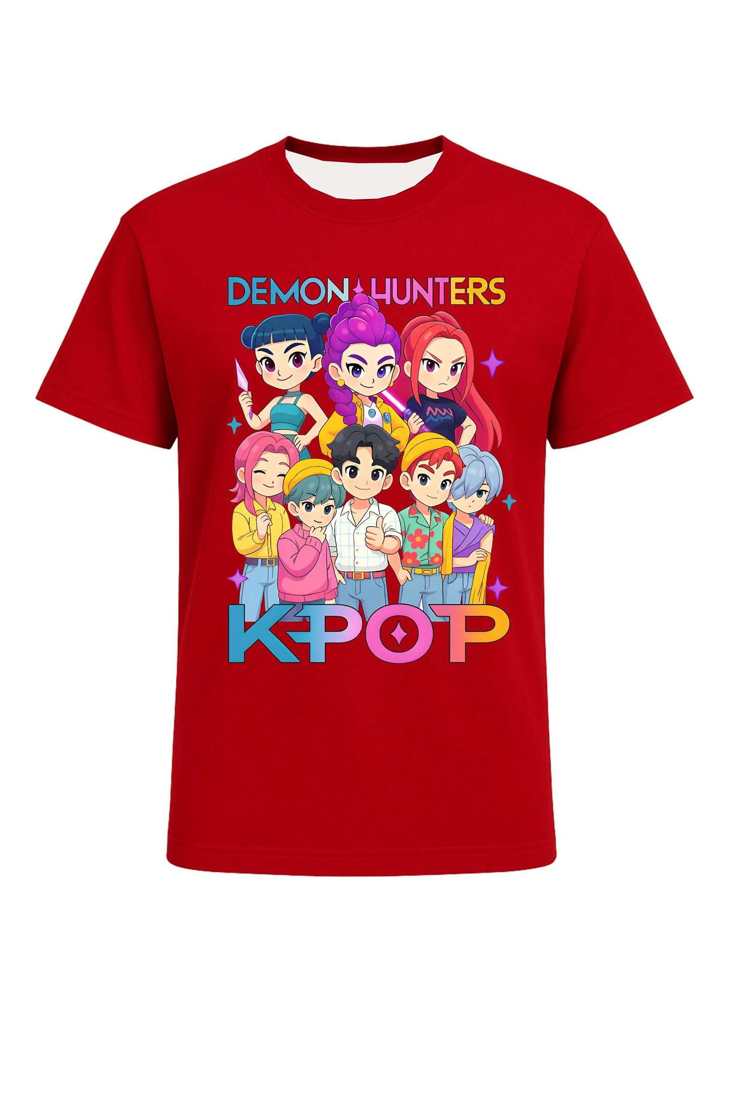 2026 Hot Huntrix Kpop Demon Hunters T-Shirt for Boys Girls Fans Gift Summer Crew Neck Short Sleeve Tees Fashion Kids T-shirt