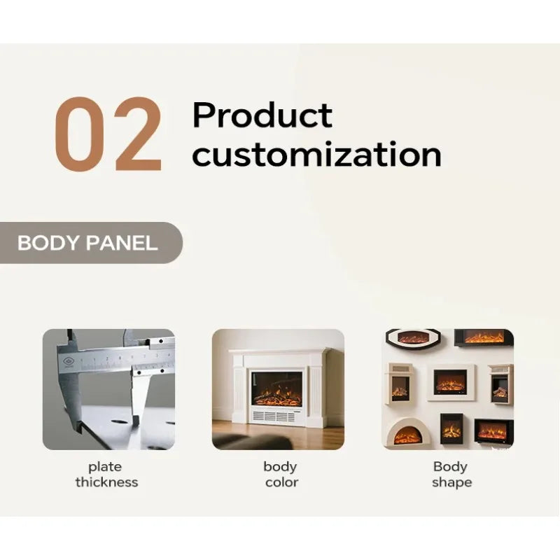 Wall mounted electric fireplace realistic flame effect adjustable thermostat dimmer remote control 1500W