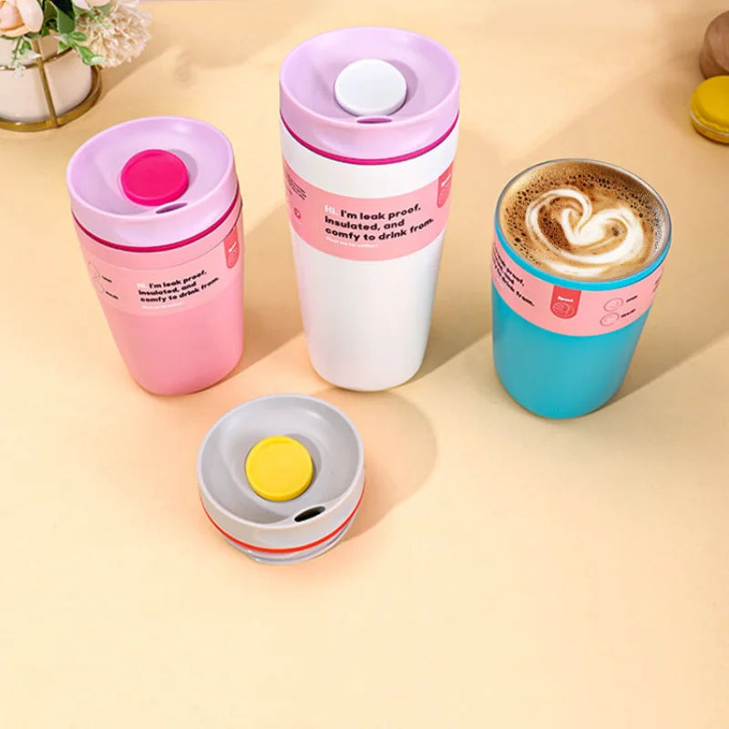 12/20oz Stainless Steel Vacuum Cup Coffee Cup Simple Fashion Men's & Women's Coffee Cup Outdoor Sports Portable Cup Couples Mugs