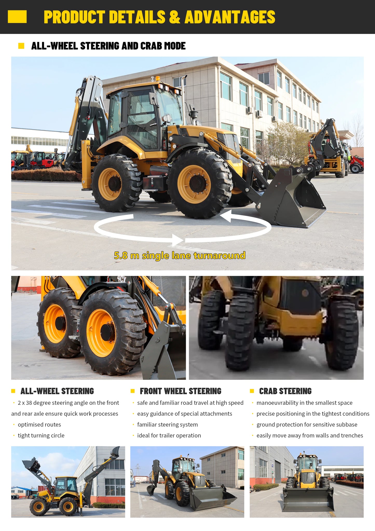 Small Multifunctional Customizable Loader Excavator Backhoe Loader Busy Two-End Operation