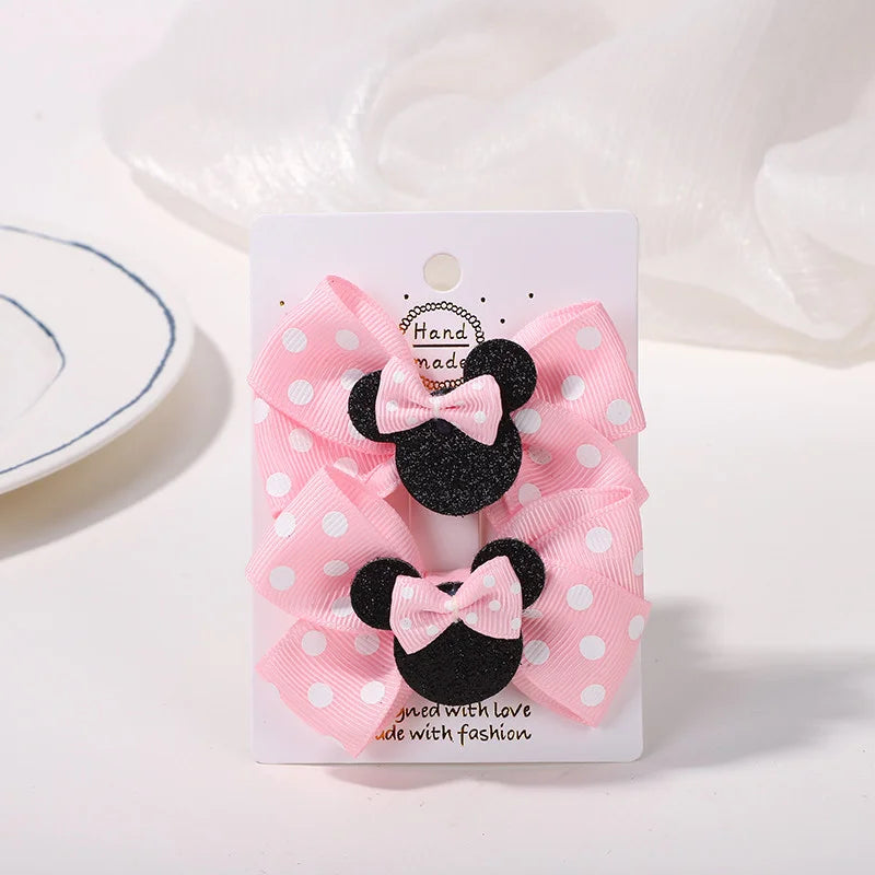 2pcs/Set Grils Lovely Polka Dot Bow Hair Clips for Hair Toddler Cartoon Hairpins Baby Boutique Hair Accessories