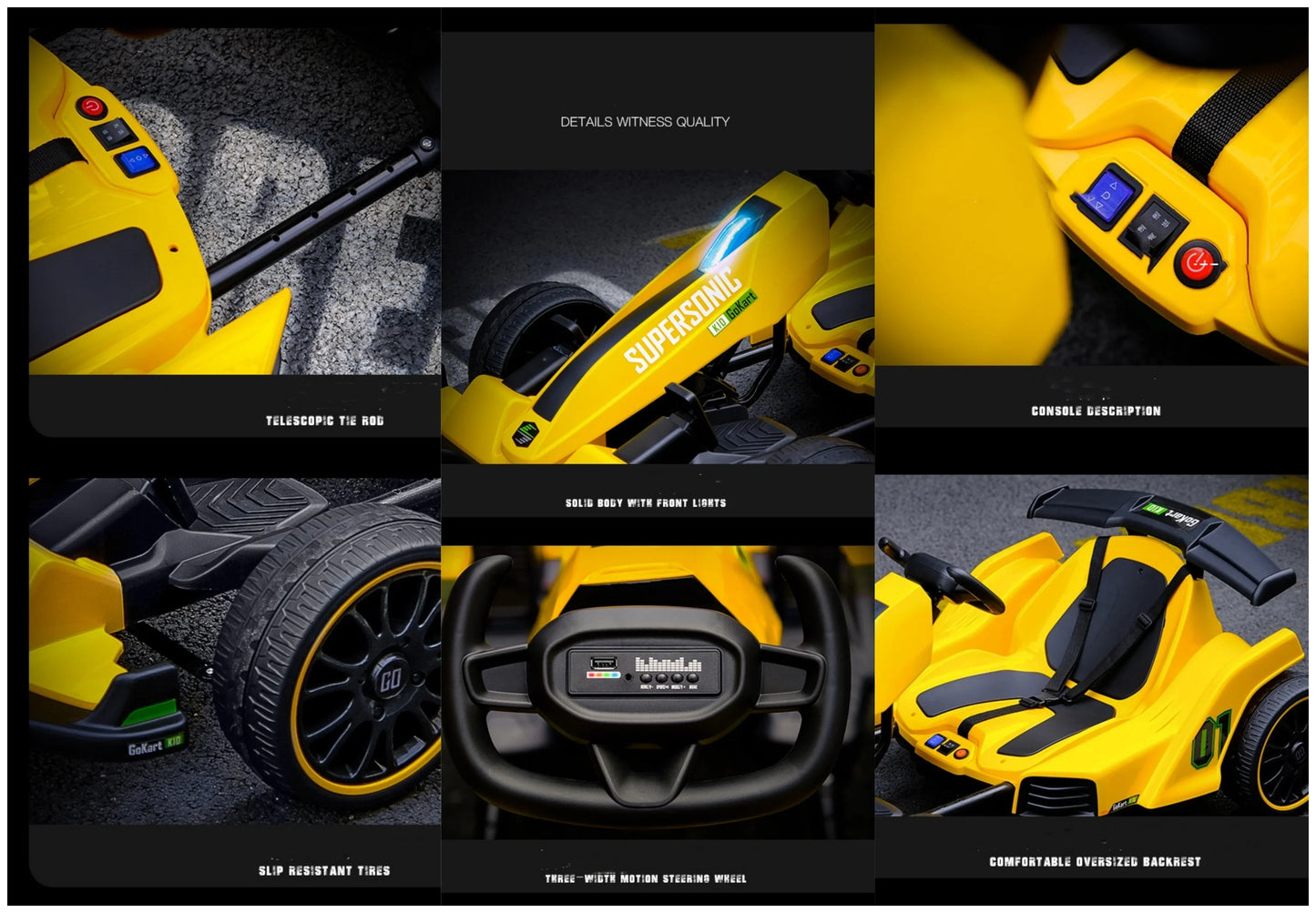 Kids Electric Kart Ride on Toy Car Four Wheels Go Kart Pedal Cars for Kids Remote Control Go Kart