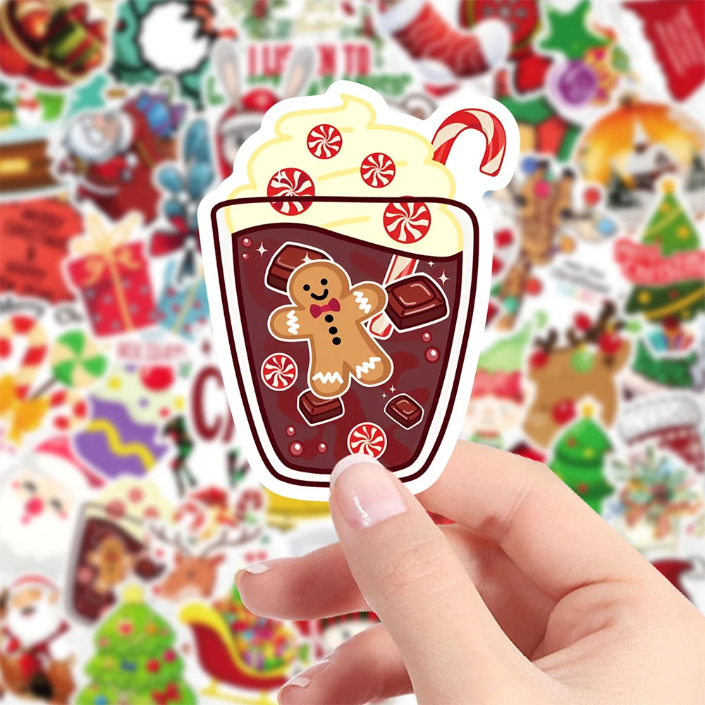 10/30/50/100pcs Christmas Santa Claus Stickers for Kids Toys Gift DIY Laptop Stationery Waterproof Kawaii Decoration Decals