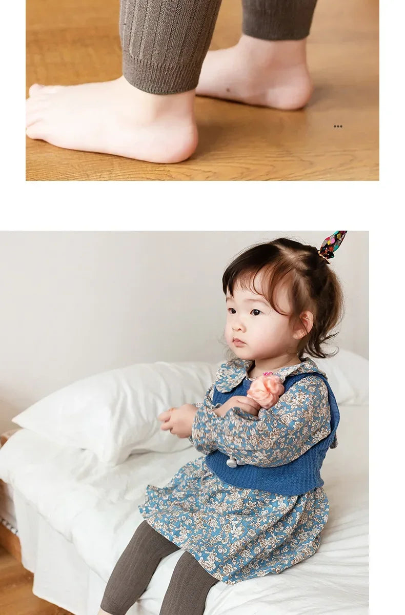 1 Piece Girls Toddler Baby Basic Ribbed Sweater and Leggings Footless Tights Kids Little Girls Dress Bottom Top Pants 1-6 Years