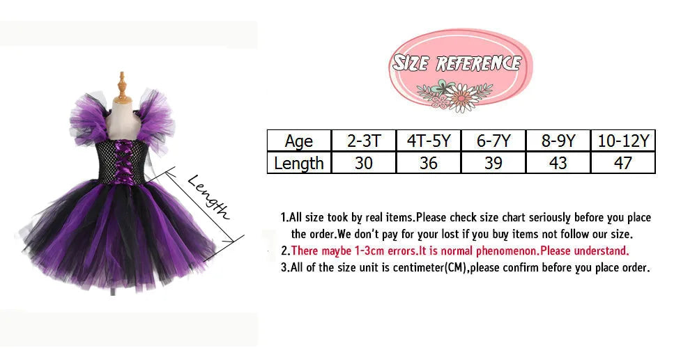 Kids Halloween Witch Costumes for Girls Carnival Party Fancy Dress Children Witches Disguise Tutu Outfit Clothes with Broom Hat