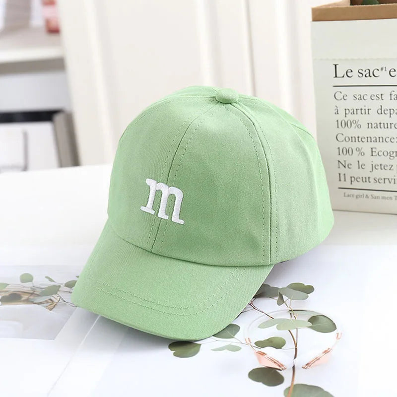 Solid Color Letter Baby Baseball Cap Simple Embroidered Peaked Hat for Toddler Boy Girl Summer Adjustable Kids Sun Hats